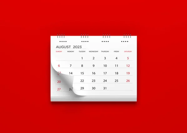 Calendario Bianco Con Sfondo Rosso Con Spazio Copia Testo — Foto Stock