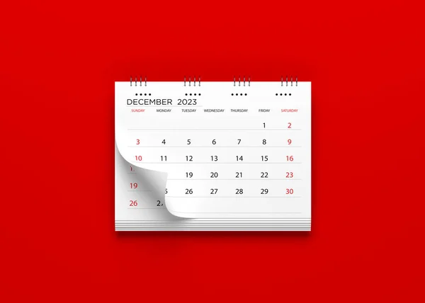 Calendario Blanco Con Fondo Rojo Con Espacio Copia Para Texto —  Fotos de Stock