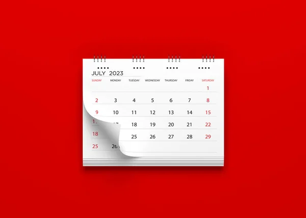 Bílý Kalendář Červeným Pozadím Kopií Prostoru Pro Text — Stock fotografie