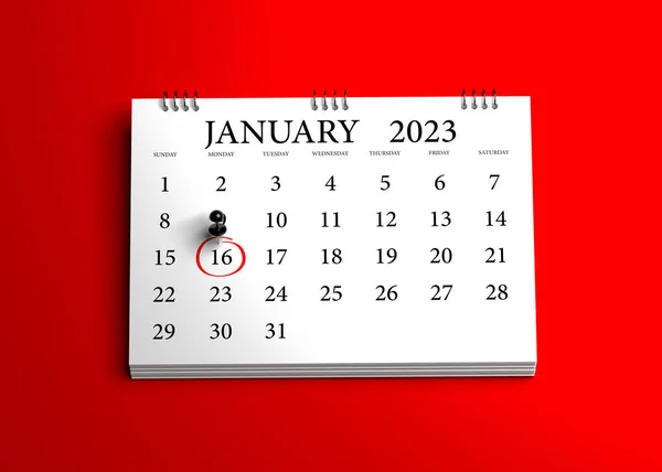 Calendario Blanco Con Fondo Rojo Con Espacio Copia Para Texto —  Fotos de Stock