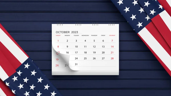 2023 Calendar And American Flag top view