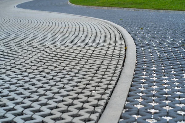 Concrete Gray Pavement Tiles Empty Squares Filled Light Dark Rubble — Stock fotografie