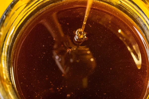 Stream Flower Honey Flow Glass Jar Natural Honey Reflection Spindle — Photo