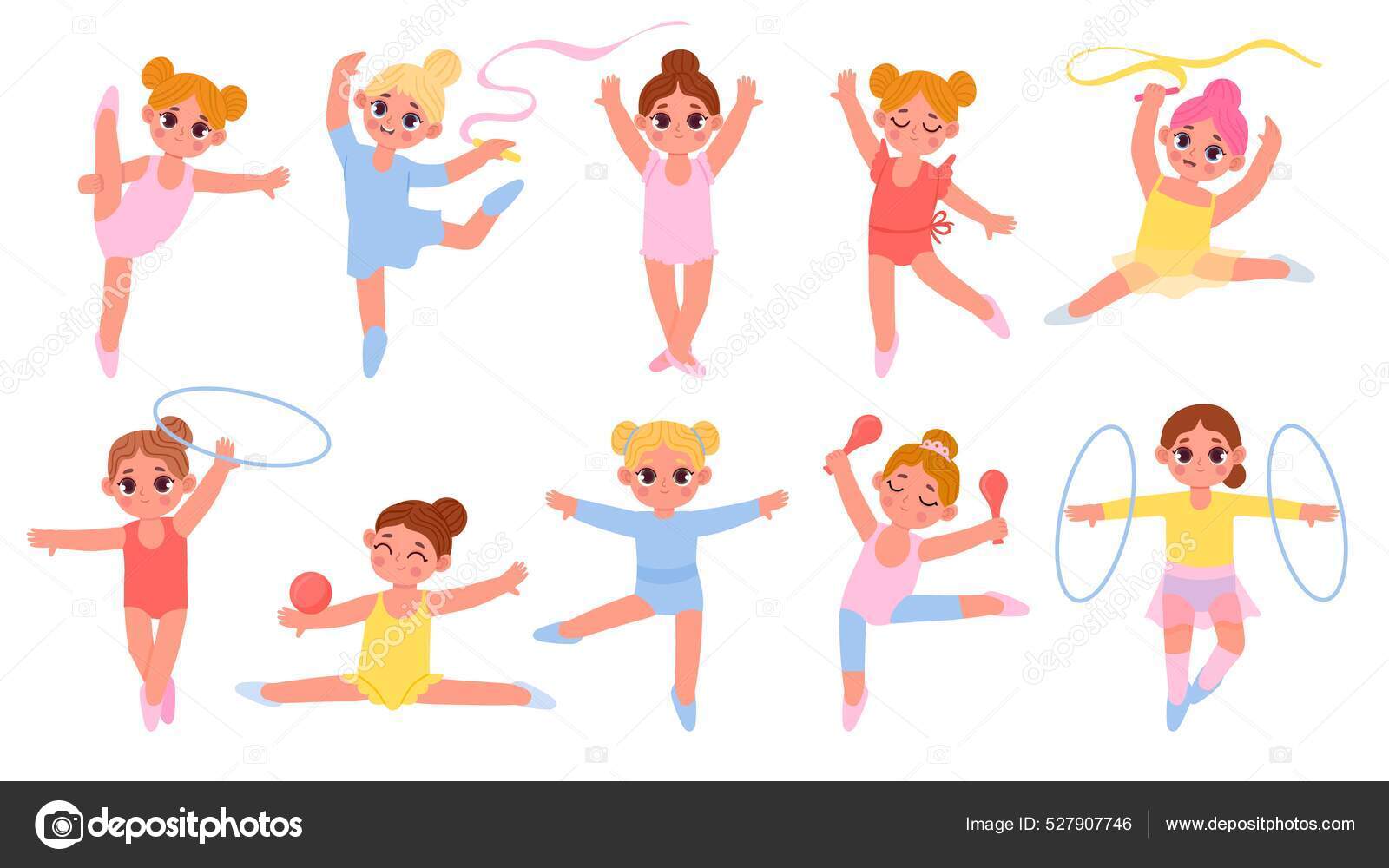 Crianças felizes fazem exercícios esportivos. desenhos animados de