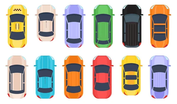 Ploché Vozidlo Autodoprava Výhled Auta Cartoon Taxi Džíp Mini Van — Stockový vektor