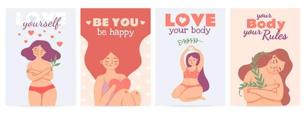 Körper positive Poster, Frau liebe dich selbst Banner — Stockvektor