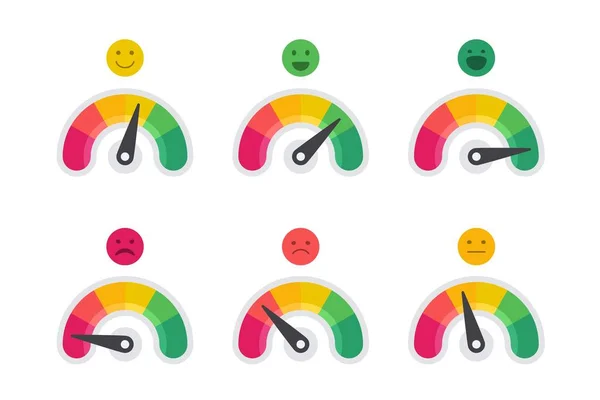 Deus em má escala. Vector escala de feedback do cliente e medidor de satisfação. Diagrama vetorial elemento infográfico —  Vetores de Stock