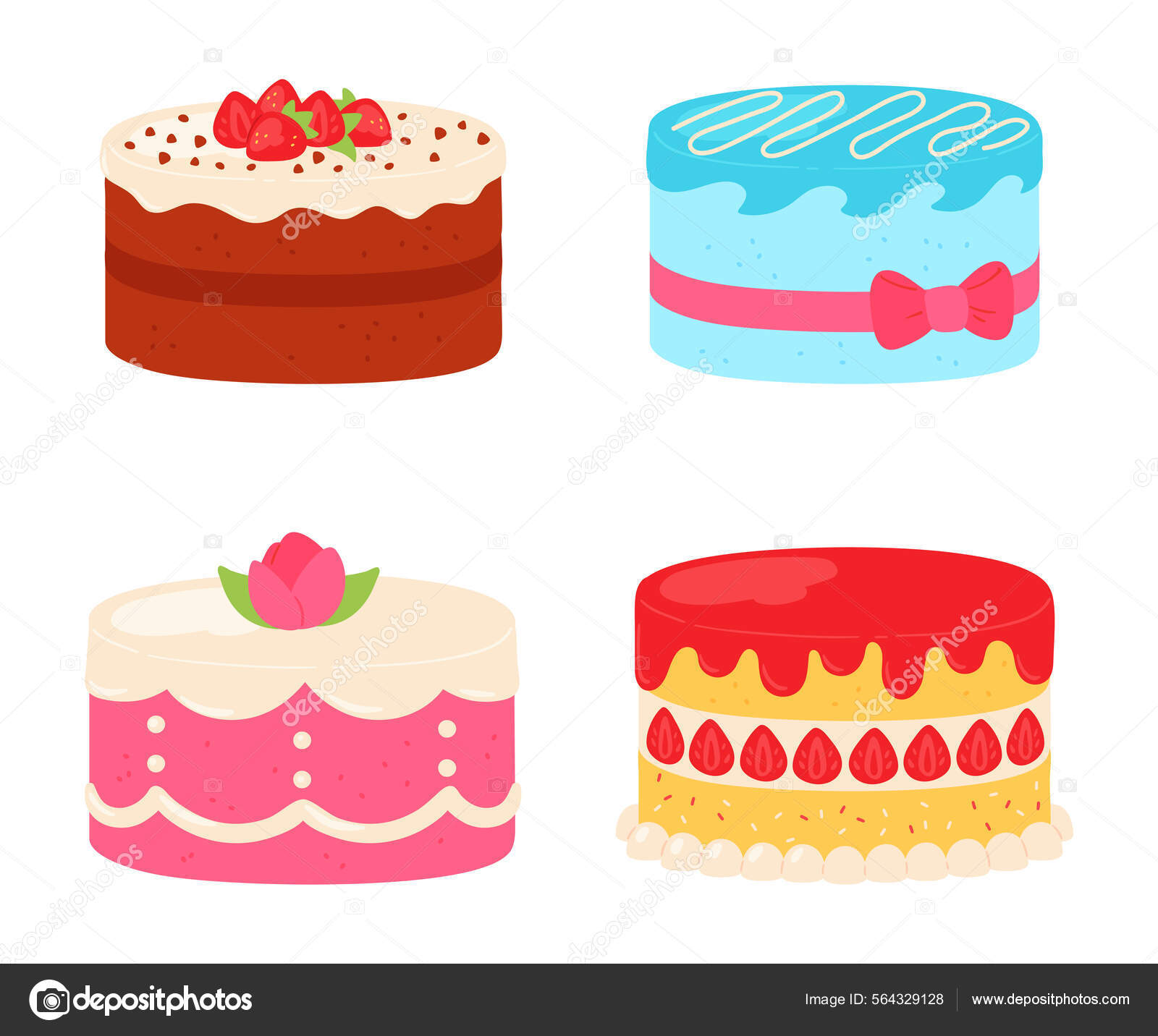 Vetores de Conjunto De Bolo De Chocolate Colorido Desenho e mais imagens de  Aniversário - Aniversário, Bolo, Branco - iStock