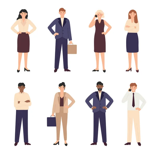 Business people collection woman and man character — Stock Vector
