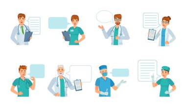 Koleksiyon doktoru görüşü, konuşma balonu olan bir terapist.