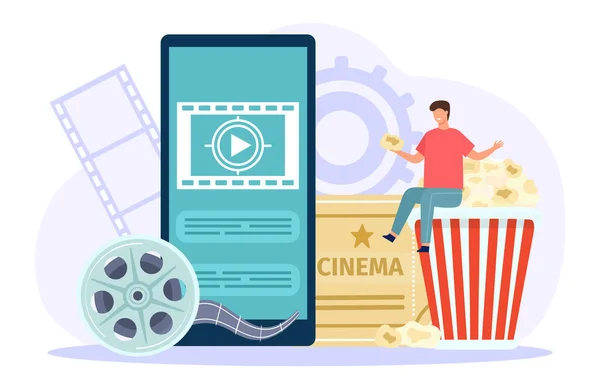 Online cinema service, watch movie at home — Stock Vector