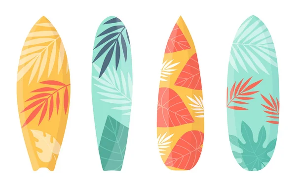 Cartoon Surfbrettkollektion für Surfen auf der Welle — Stockvektor