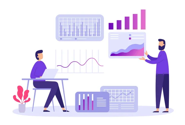 Grafico e grafico dell'andamento delle previsioni di mercato — Vettoriale Stock