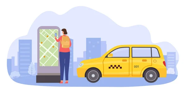 Applicazione servizio taxi online con mappa posizione — Vettoriale Stock