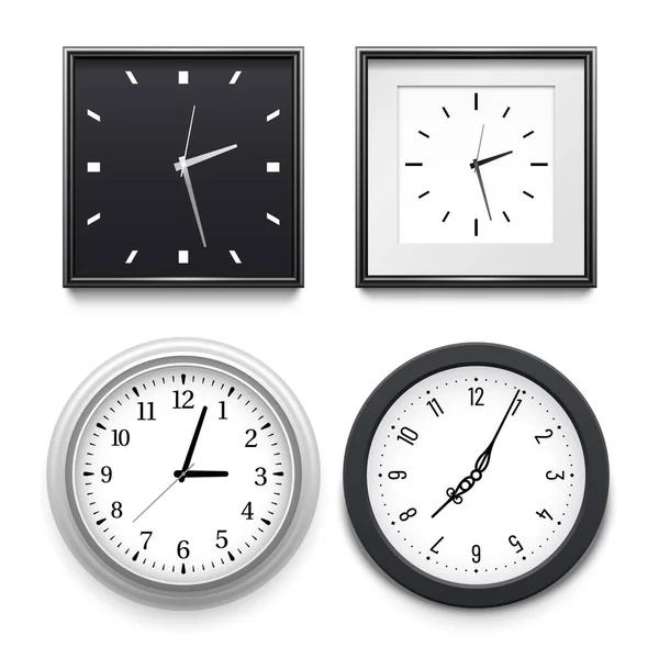 Horloge réaliste pour l'intérieur du mur, collection de visage d'horloge — Image vectorielle