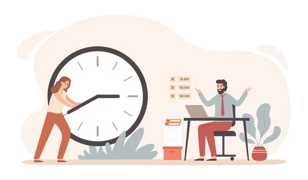 Work time management, control shift in office — ストックベクタ