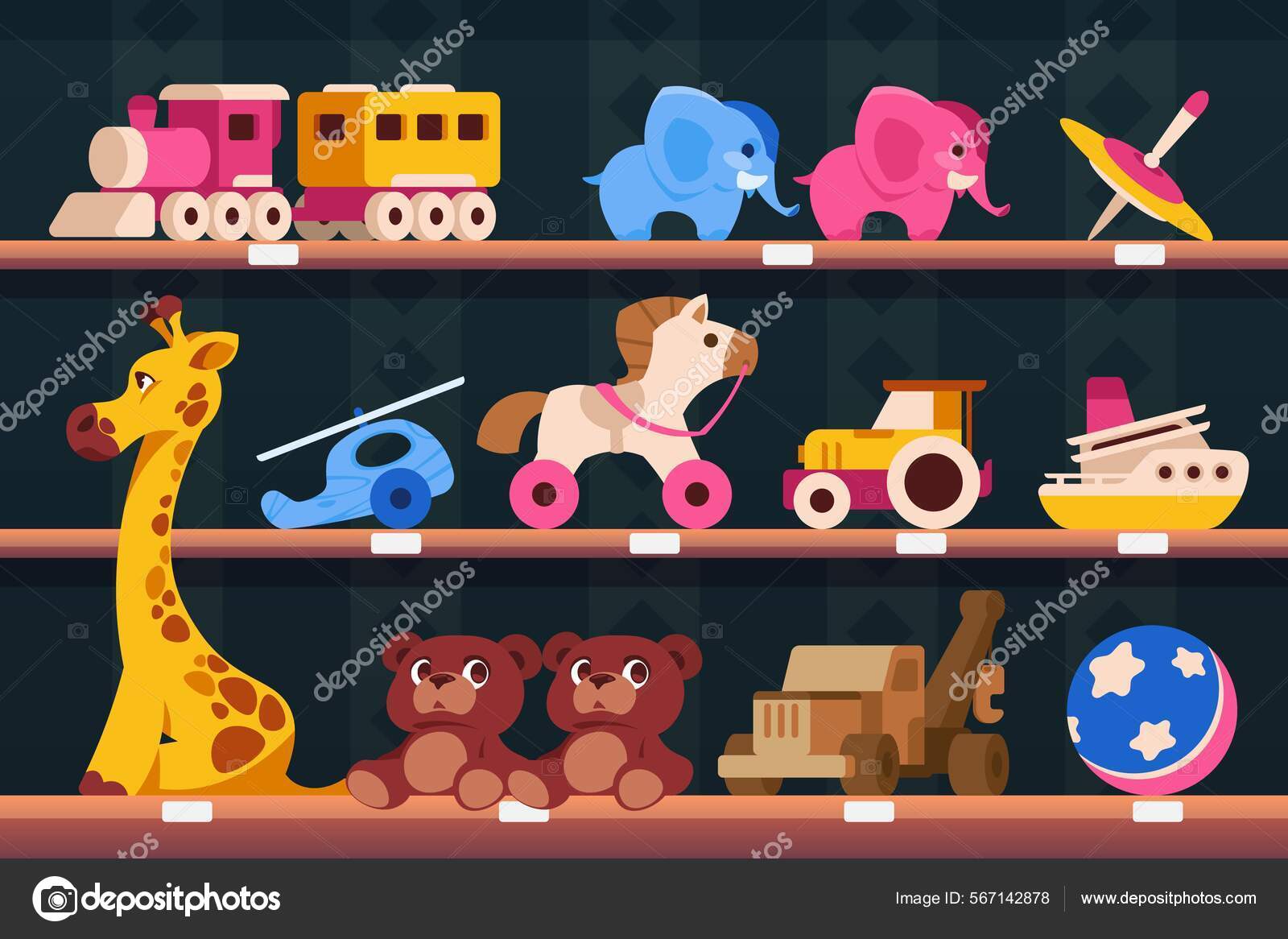 O trator de brinquedo. Carros no parquinho. Desenho animado para crianças  em português Brasil. 