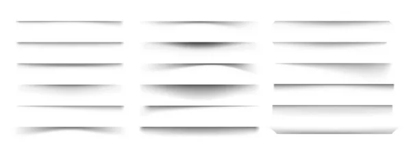 Efecto sombra de papel. Divisor de superposición realista, cartel transparente y sombras de pancartas. Vector volante frontera línea aislada conjunto — Archivo Imágenes Vectoriales