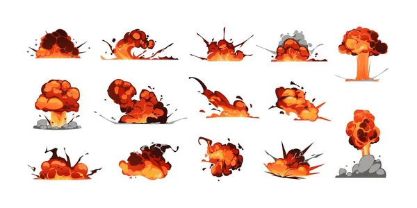 Komisk Explosionseffekt Tecknad Bomb Blast Och Dynamit Bang Grafik Med — Stock vektor