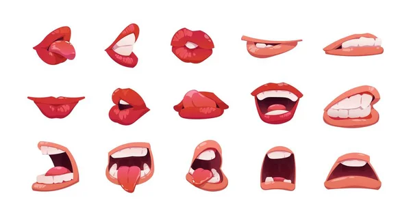 Expression Buccale Dessin Animé Visage Émotion Avec Bouche Ouverte Habillée — Image vectorielle