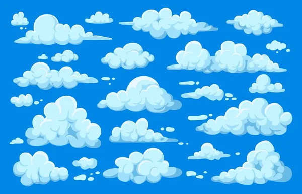 Cartoon Clouds Game Asset Heaven Sky Scene Summer Cloudy Background — Stock vektor