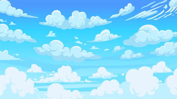 Cloudy Sky Background Cartoon Atmospheric Anime Scenery White Clouds Sunny — Wektor stockowy