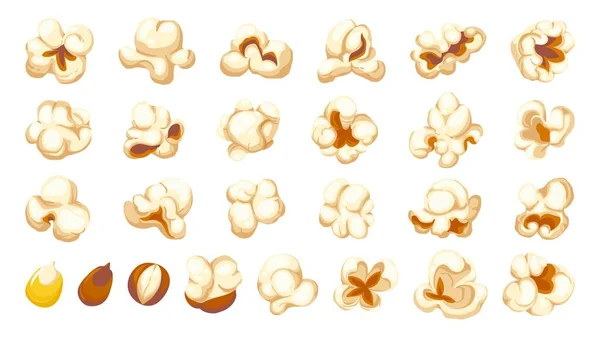 Cartoon Popcorn Shapes Film Snacks Popping Corn Cinema Fun Food — Stockvector
