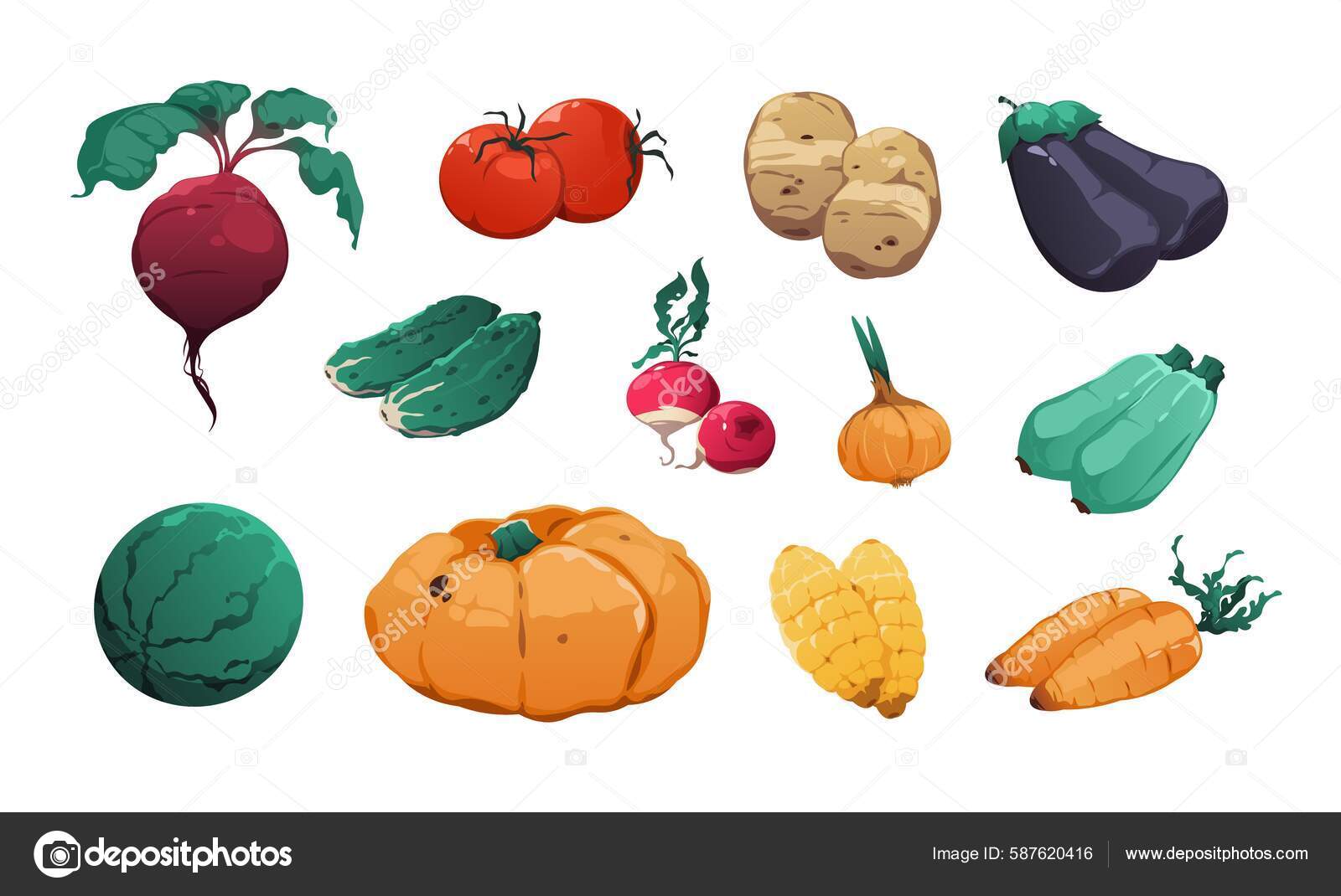 Vegetais Dos Desenhos Animados, Aipo, Abobrinha, Cebola, Cenoura E  Couve-flor. Vegetal Orgânico Fresco, Repolho De Comida Vegetariana E  Pepino. Conjunto De Símbolos Isolados De Vetores De Vegetais Royalty Free  SVG, Cliparts, Vetores