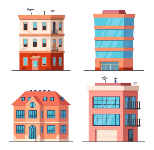 Cartoon Office City Buildings House Real Estate Business Living Modern — Stock vektor