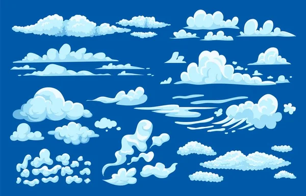 Cumulus Clouds Cartoon Game Asset Summer Cloudy Sky Background Sprite — Stockvector