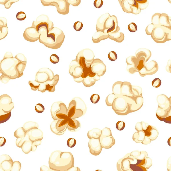 Popcorn Pattern Seamless Print Fun Snack Series Cinema Watching Popping — Archivo Imágenes Vectoriales