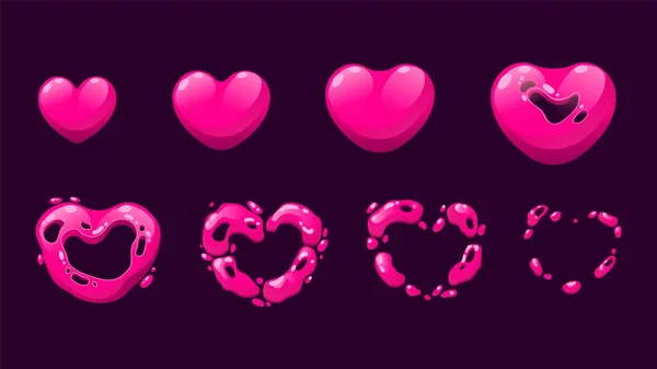 Heart Sprite Animation Grow Disappear Sprite Sequence Button Pressed Game — Vettoriale Stock