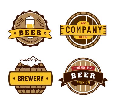 Beer label badges, brewery company of collection of brewery label drink logo, alcohol badge beer illustration vector