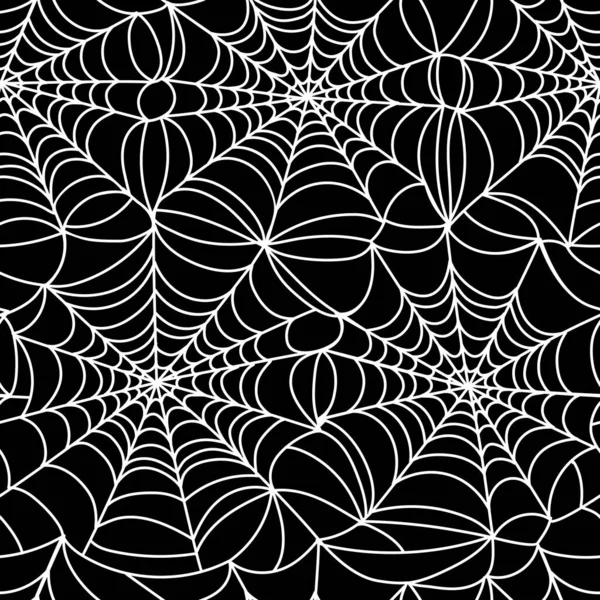 Cobweb Pattern Halloween Seamless Print Spider Web Monochrome Gothic Horror - Stok Vektor