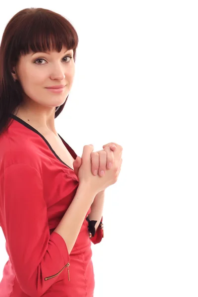 The beautiful girl in red dress — Stock Photo, Image