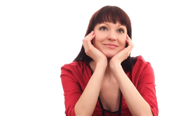 La ragazza alza lo sguardo pensieroso — Foto Stock