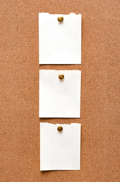 Boş kağıt notlar bir mantar tahtaya iğnelenir. Boşluğu kopyala.