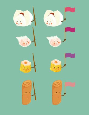 A illustration of Chinese dim sum friends clipart