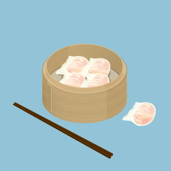 Ilustrace čínských dim sum, har gau, krevety knedlík — Stock fotografie