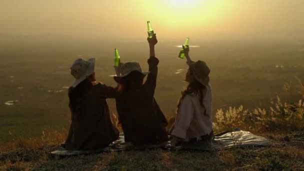 Meisje Vriend Groep Aziaten Socialiseren Tijdens Zomer Camping Vakantie Vakantie — Stockvideo