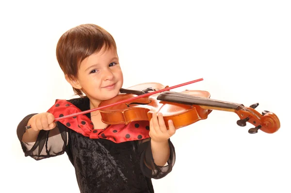 Criança gira está tocando no violino — Fotografia de Stock