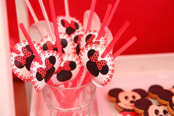 Drinking straws with mickey mouse emblem — Stock Photo, Image