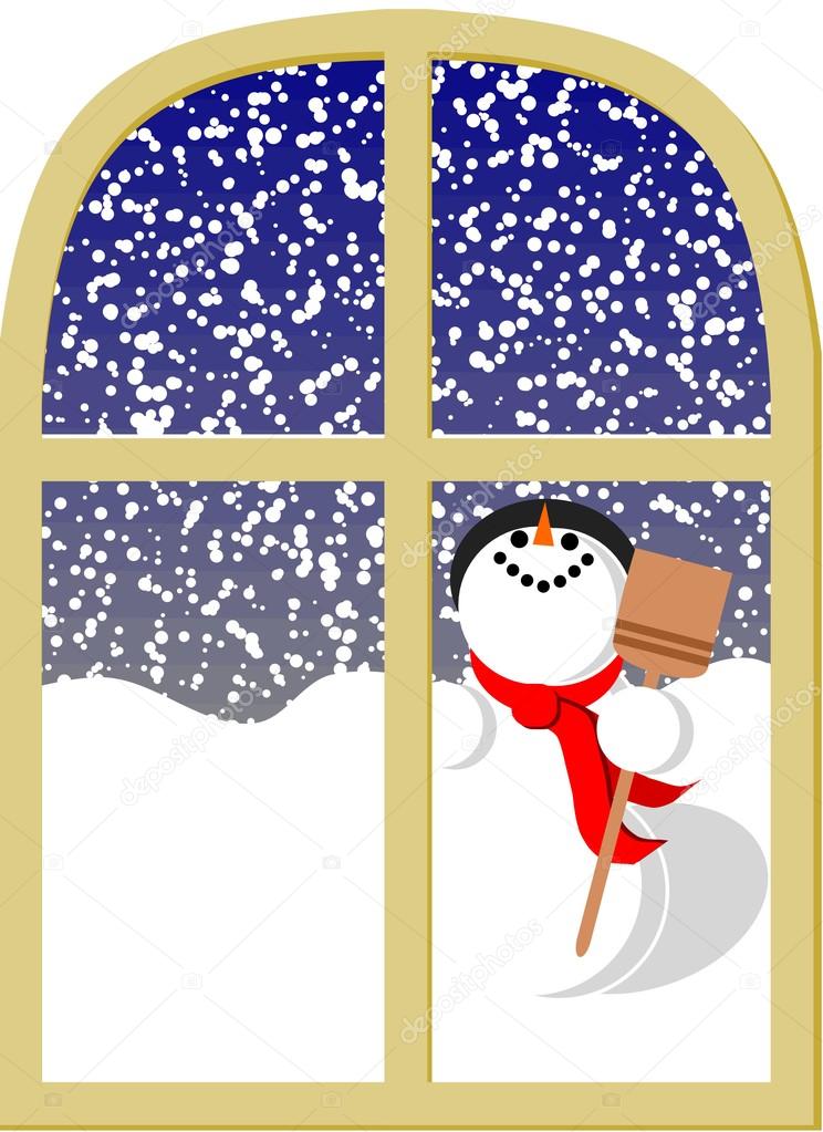 Snowman and window