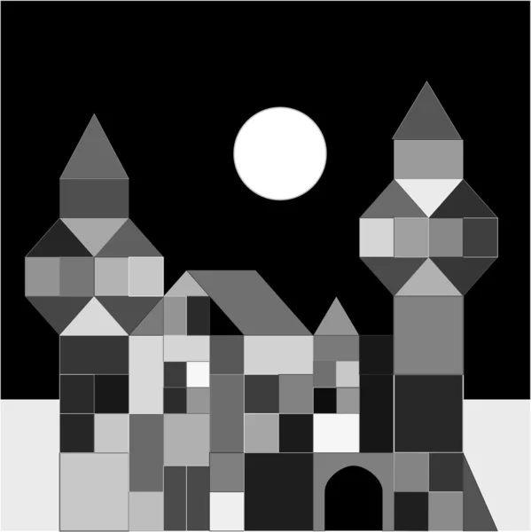 Monochromatické hrad z bloků — Stockový vektor