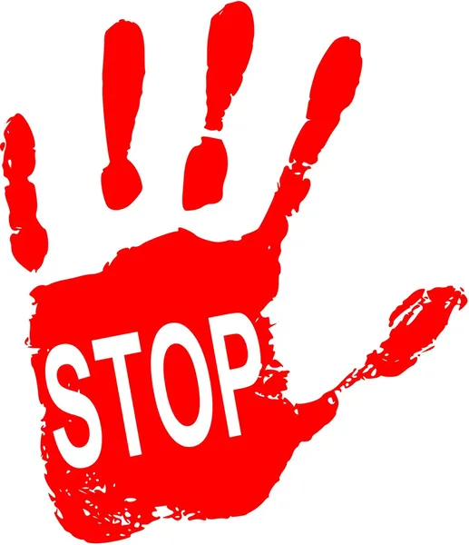 Señal de stop en la mano roja — Vector de stock