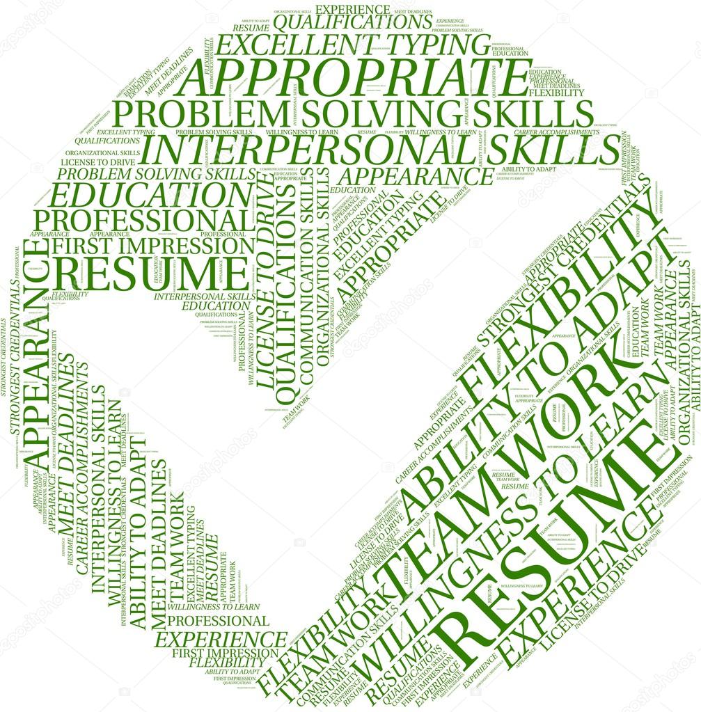 Word cloud with resume terms