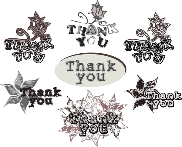 Acknowledgments with "thank you" words — Stock Vector