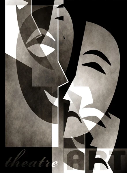 Divadelní plakát šablona v jednoduchých klasický styl s maskou veselé a smutné. — Stock fotografie