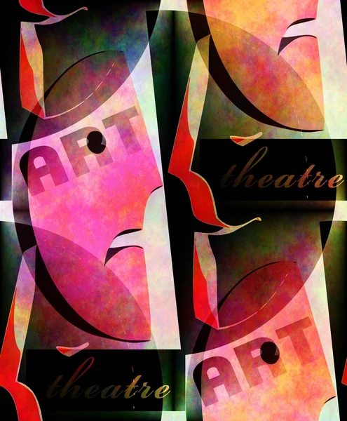 Tiyatro afişi şablon basit klasik tarzı ile mutlu ve hüzünlü maskesi.