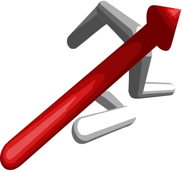 Kırmızı ok çalışıyor. hızlı büyüme yönünü gösterir.